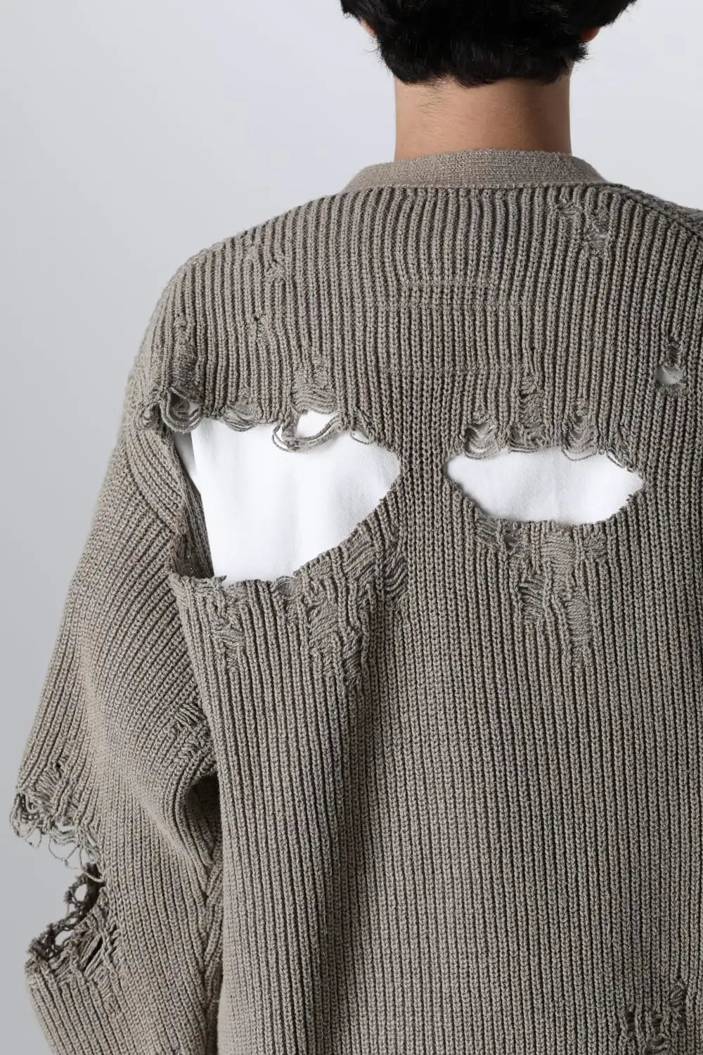 Bleached Knit Cardigan Khaki