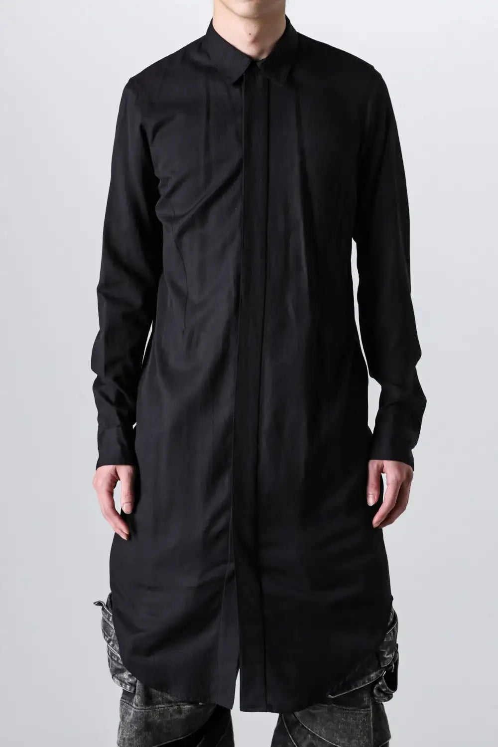 Rayon / Cotton Cloth Regular Collar Long Shirt