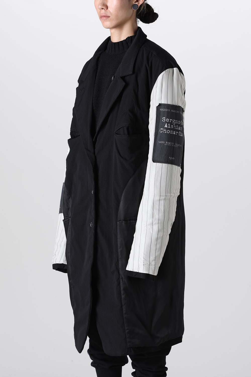 Oversized Long Jacket w/Printed Patches