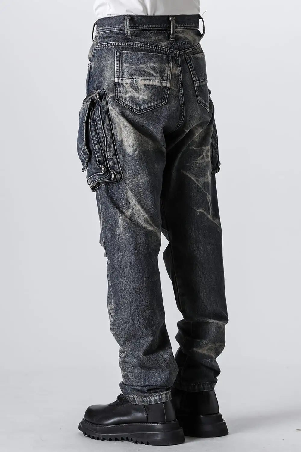 10oz Bleached Denim Wash Cargo Pants Indigo