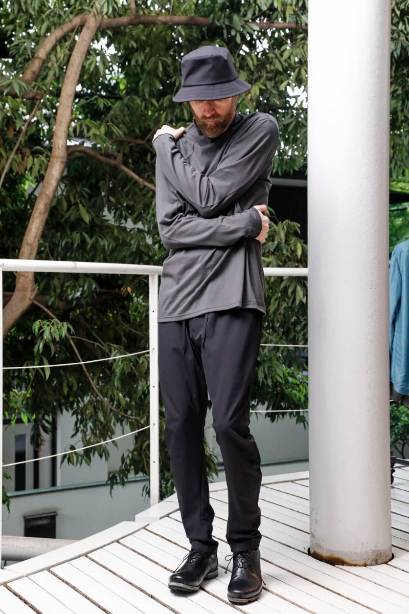 Semi High neck Long sleeve suvin cotton jersey  Charcoal