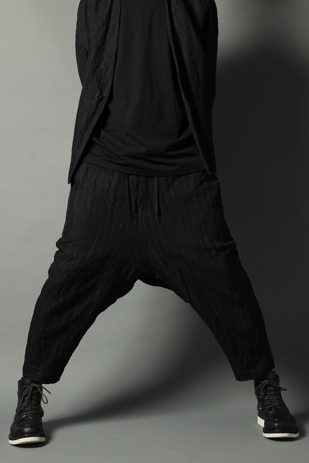 Dropcroch cropped pants cotton linen metal shrink