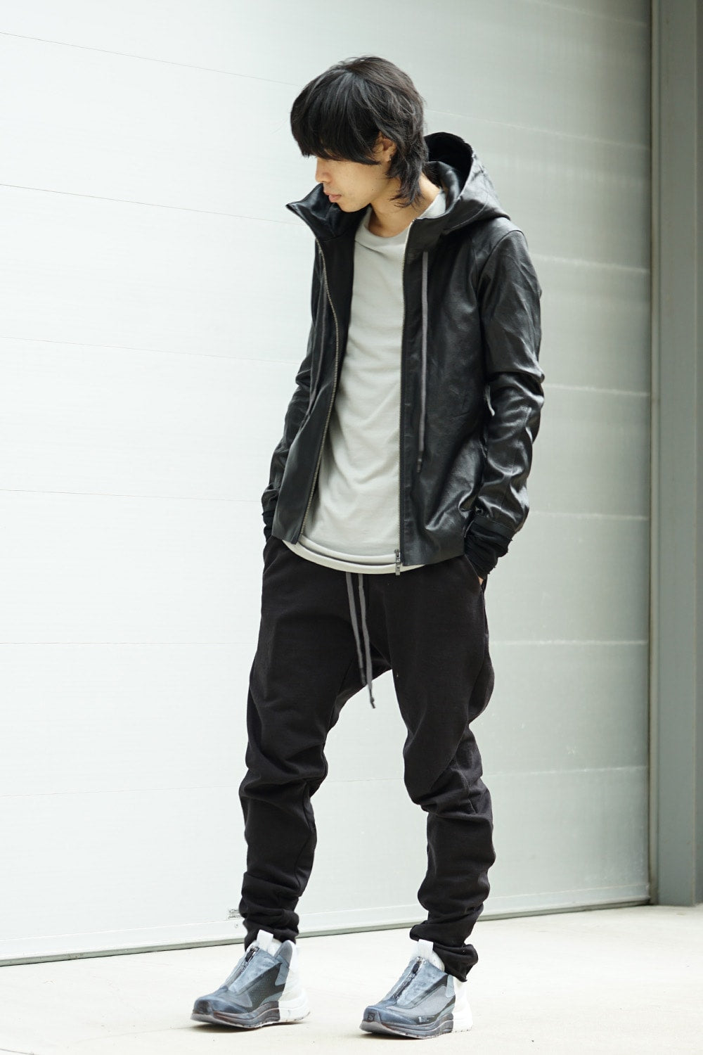 Hooded jacket  Stretch deer leather