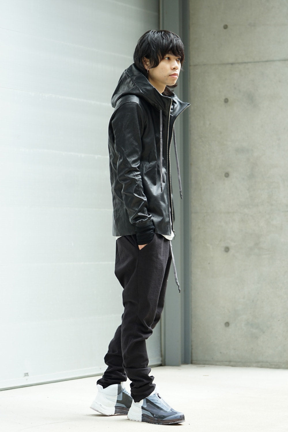 Hooded jacket  Stretch deer leather