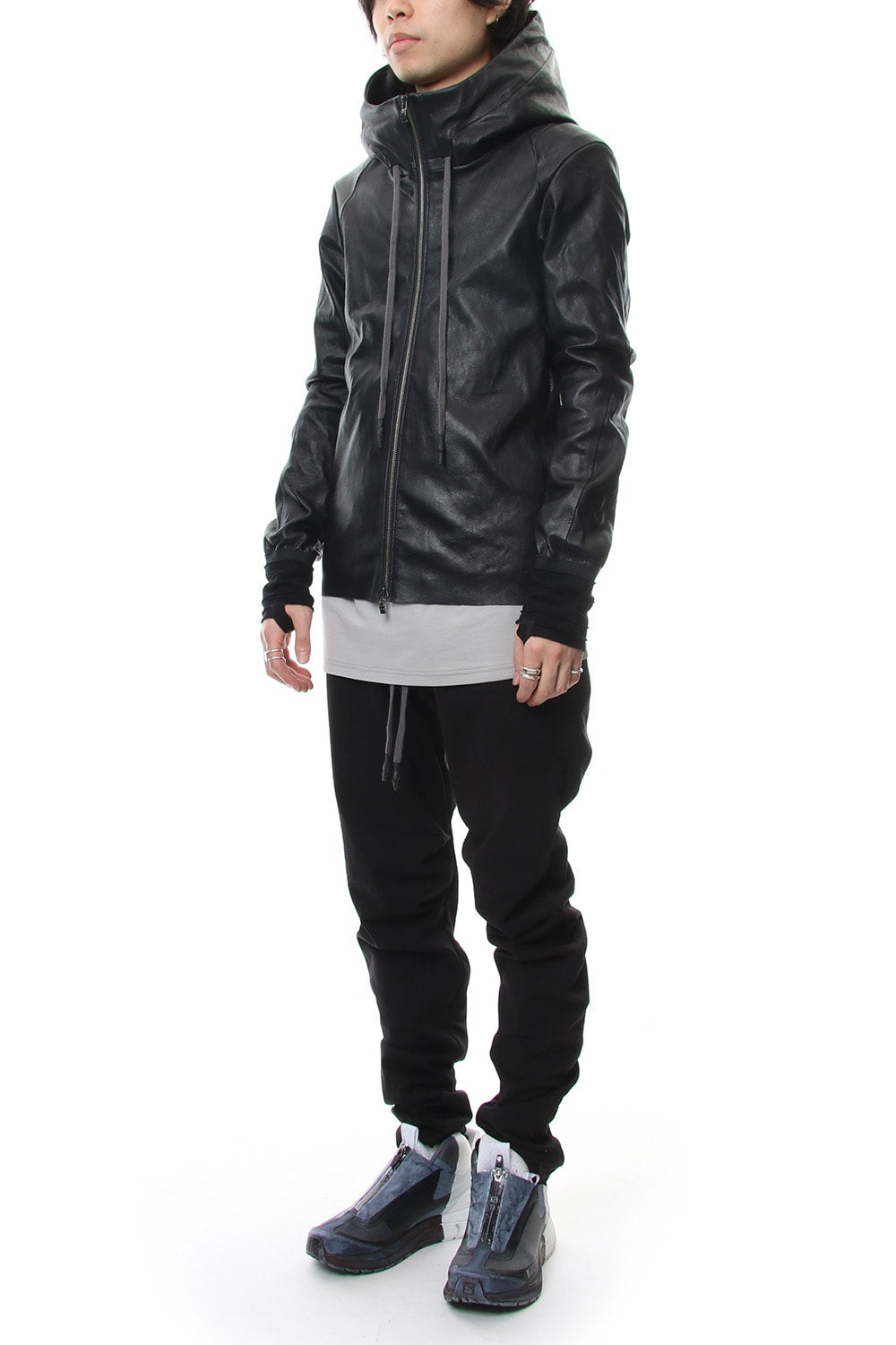 Hooded jacket  Stretch deer leather