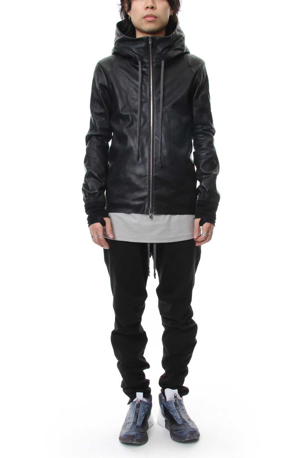 Hooded jacket  Stretch deer leather