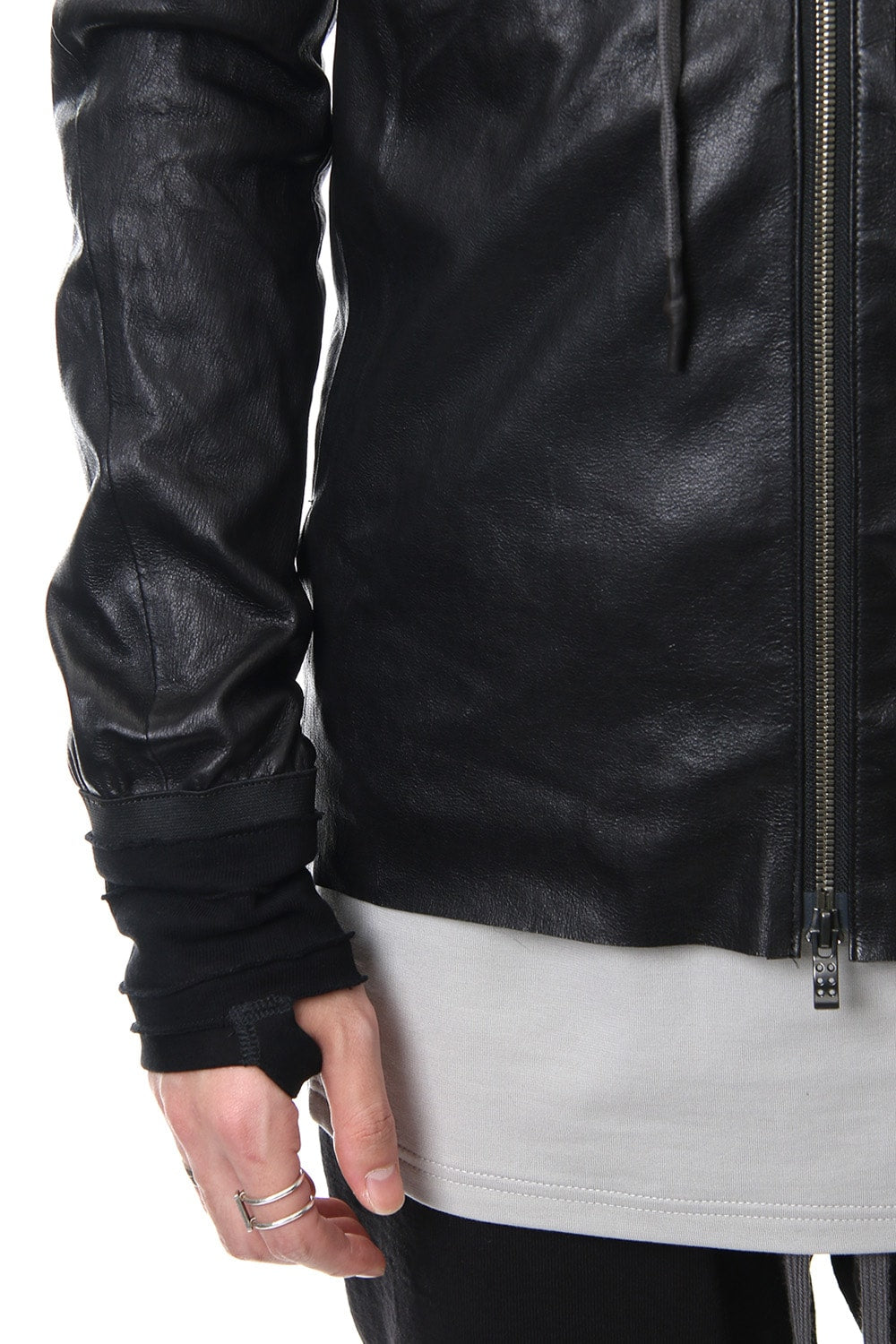 Hooded jacket  Stretch deer leather