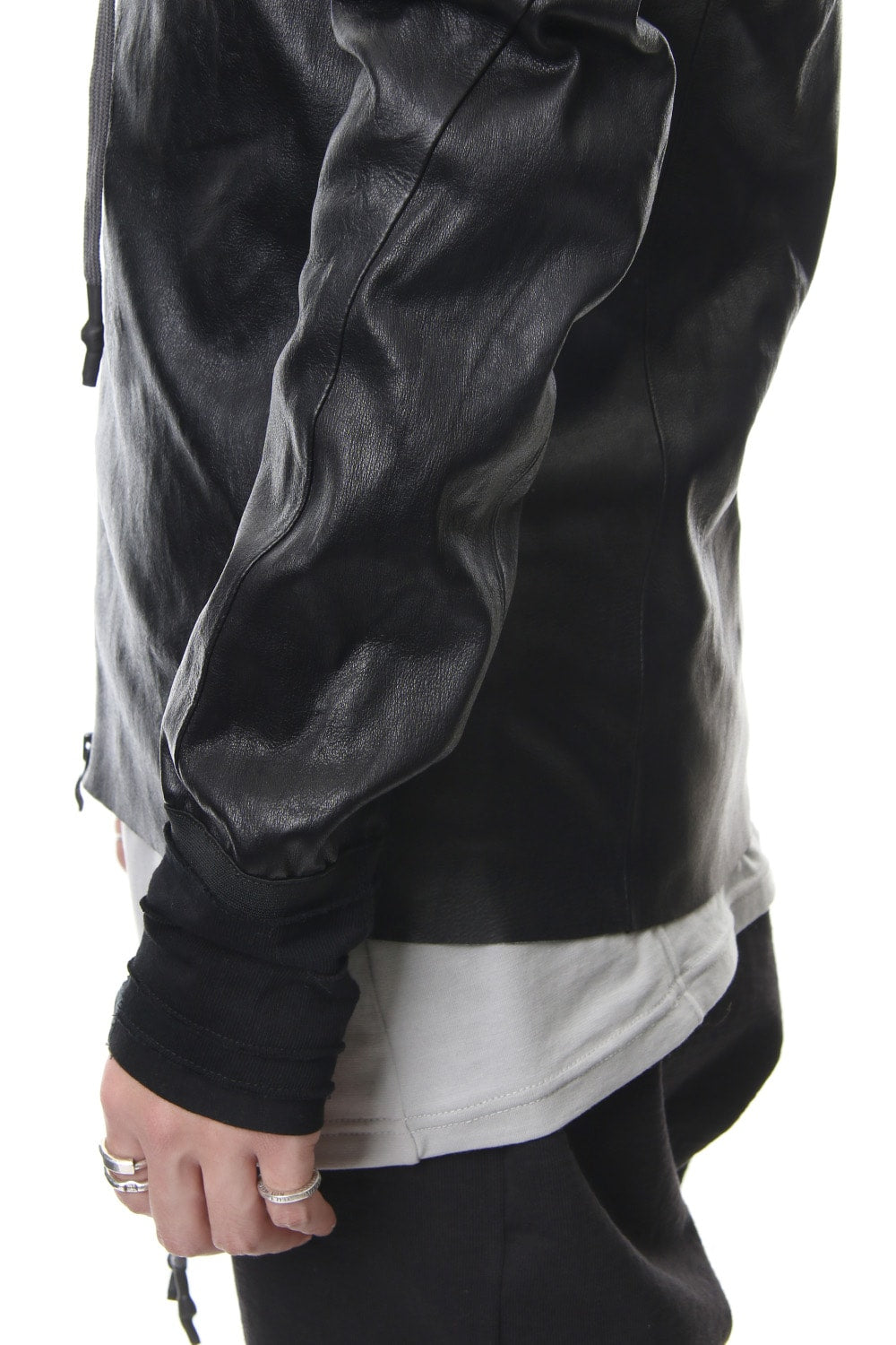 Hooded jacket  Stretch deer leather