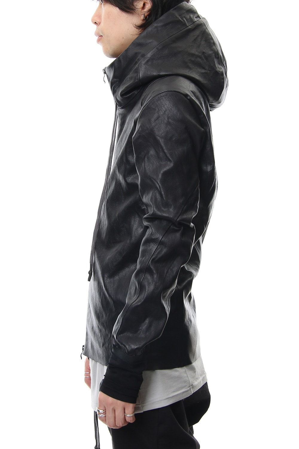 Hooded jacket  Stretch deer leather