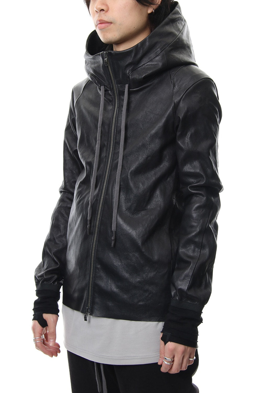 Hooded jacket  Stretch deer leather