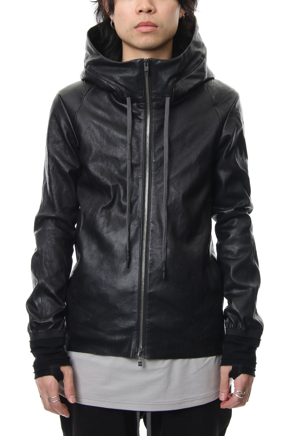 Hooded jacket  Stretch deer leather