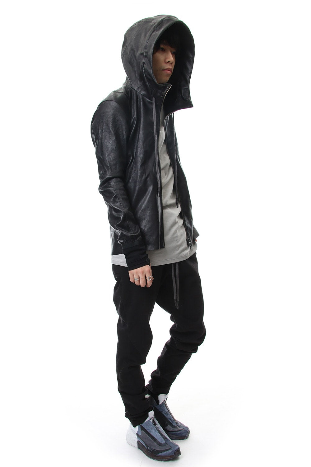 Hooded jacket  Stretch deer leather