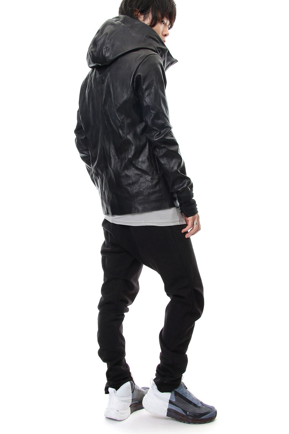 Hooded jacket  Stretch deer leather