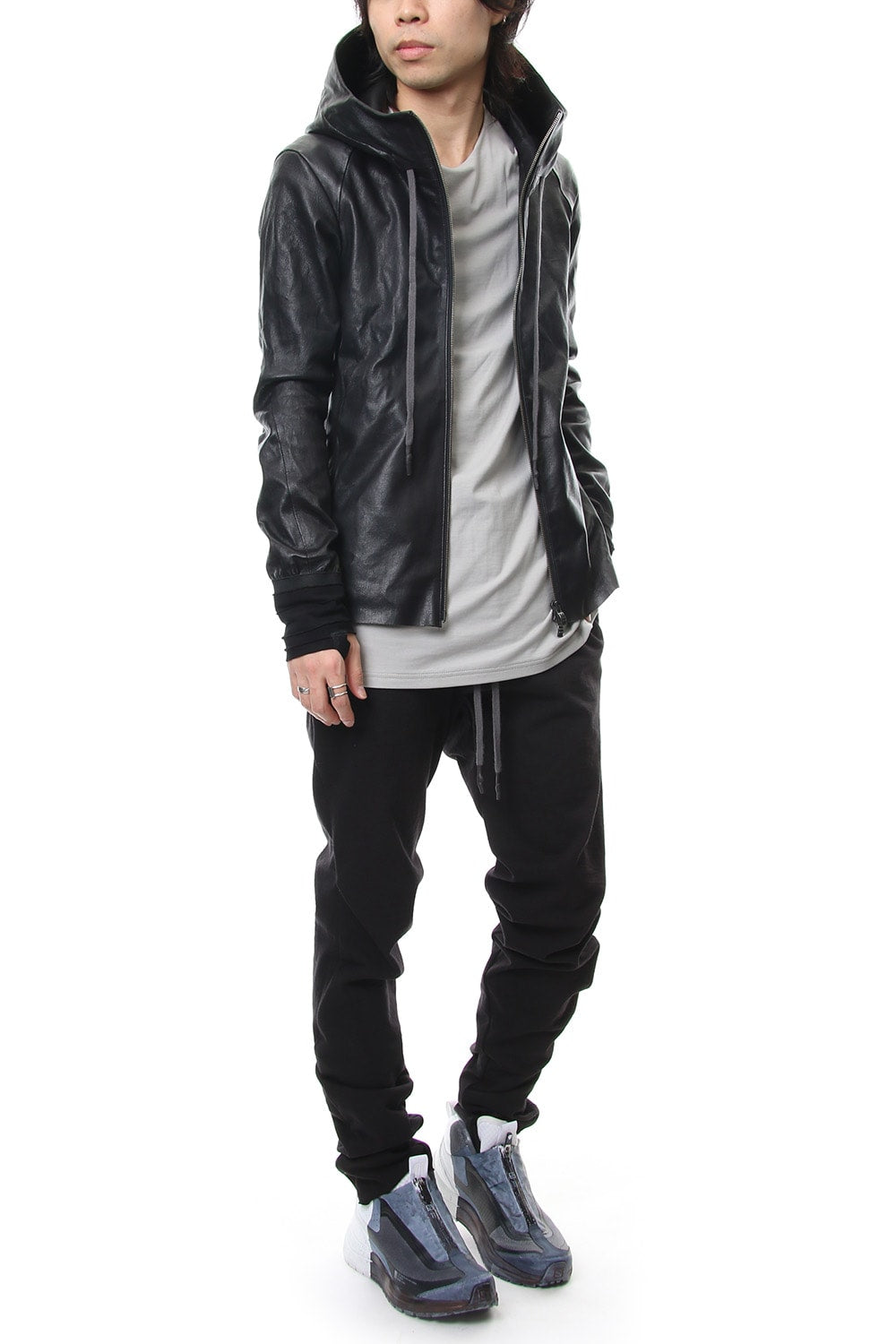 Hooded jacket  Stretch deer leather