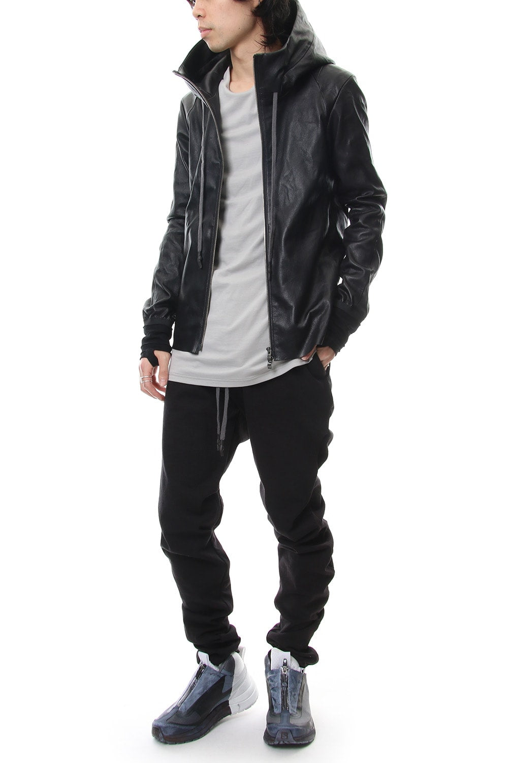 Hooded jacket  Stretch deer leather