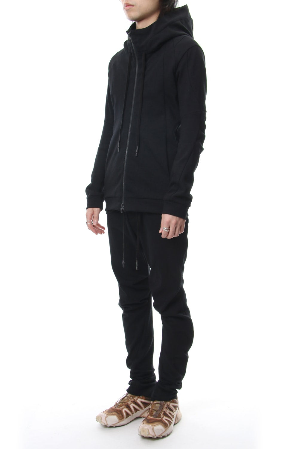 Hooded Jacket Cotton Jersey - Black