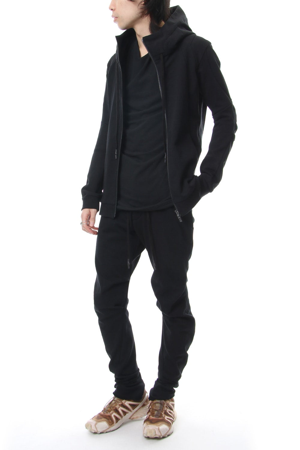 Hooded Jacket Cotton Jersey - Black