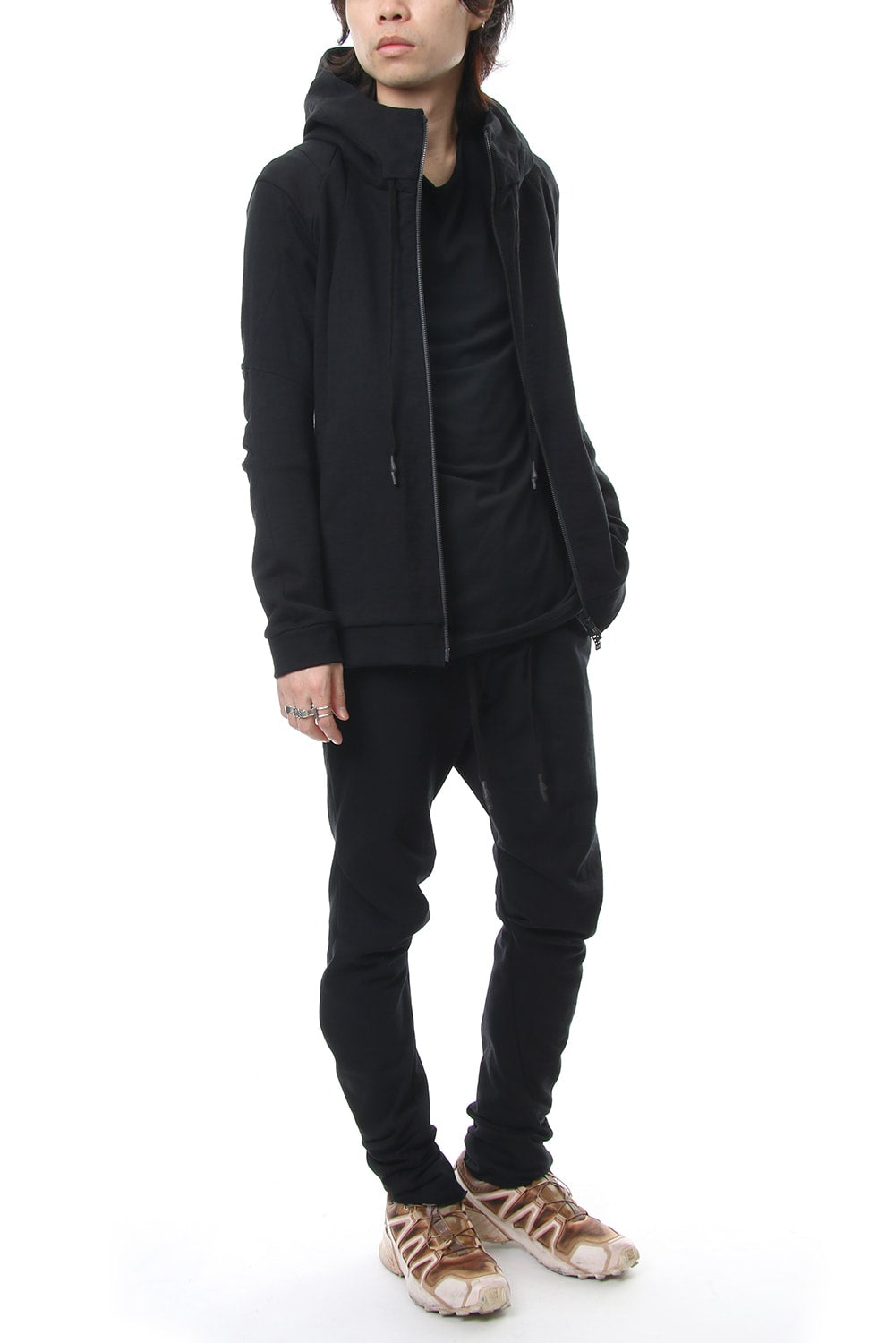 Hooded Jacket Cotton Jersey - Black