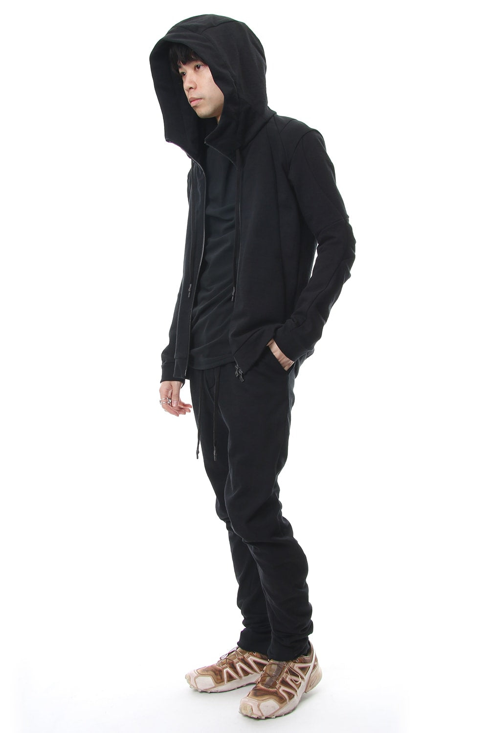 Hooded Jacket Cotton Jersey - Black