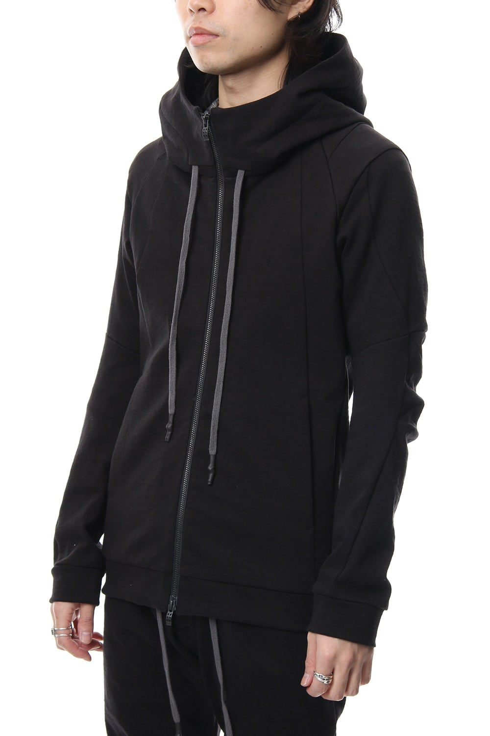Hooded Jacket Cotton Jersey - Charcoal