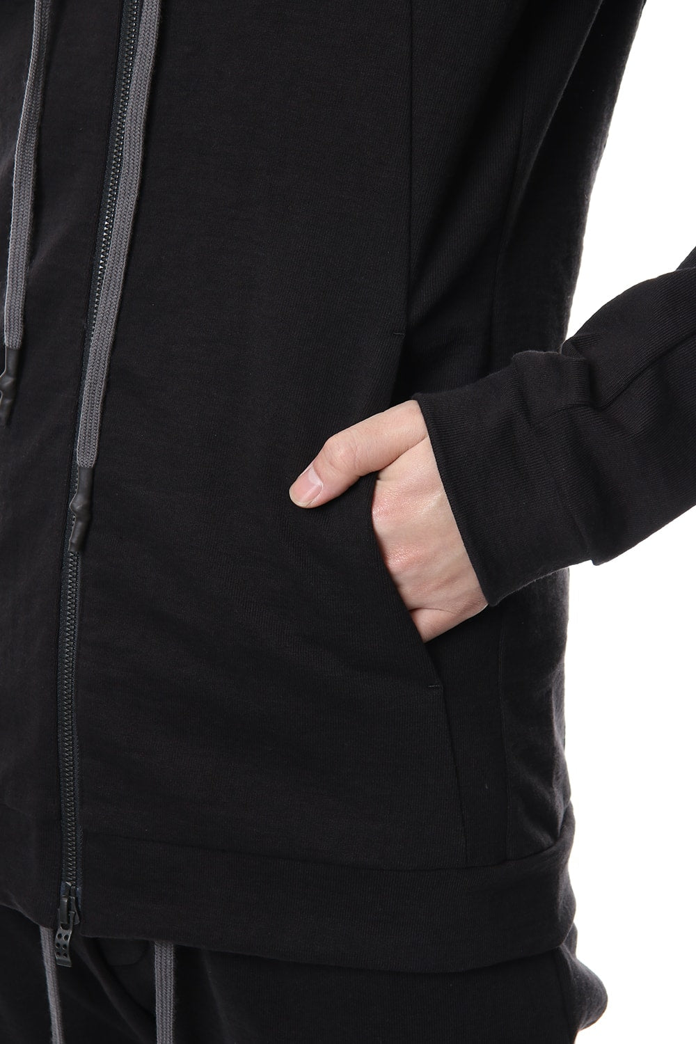 Hooded Jacket Cotton Jersey - Charcoal