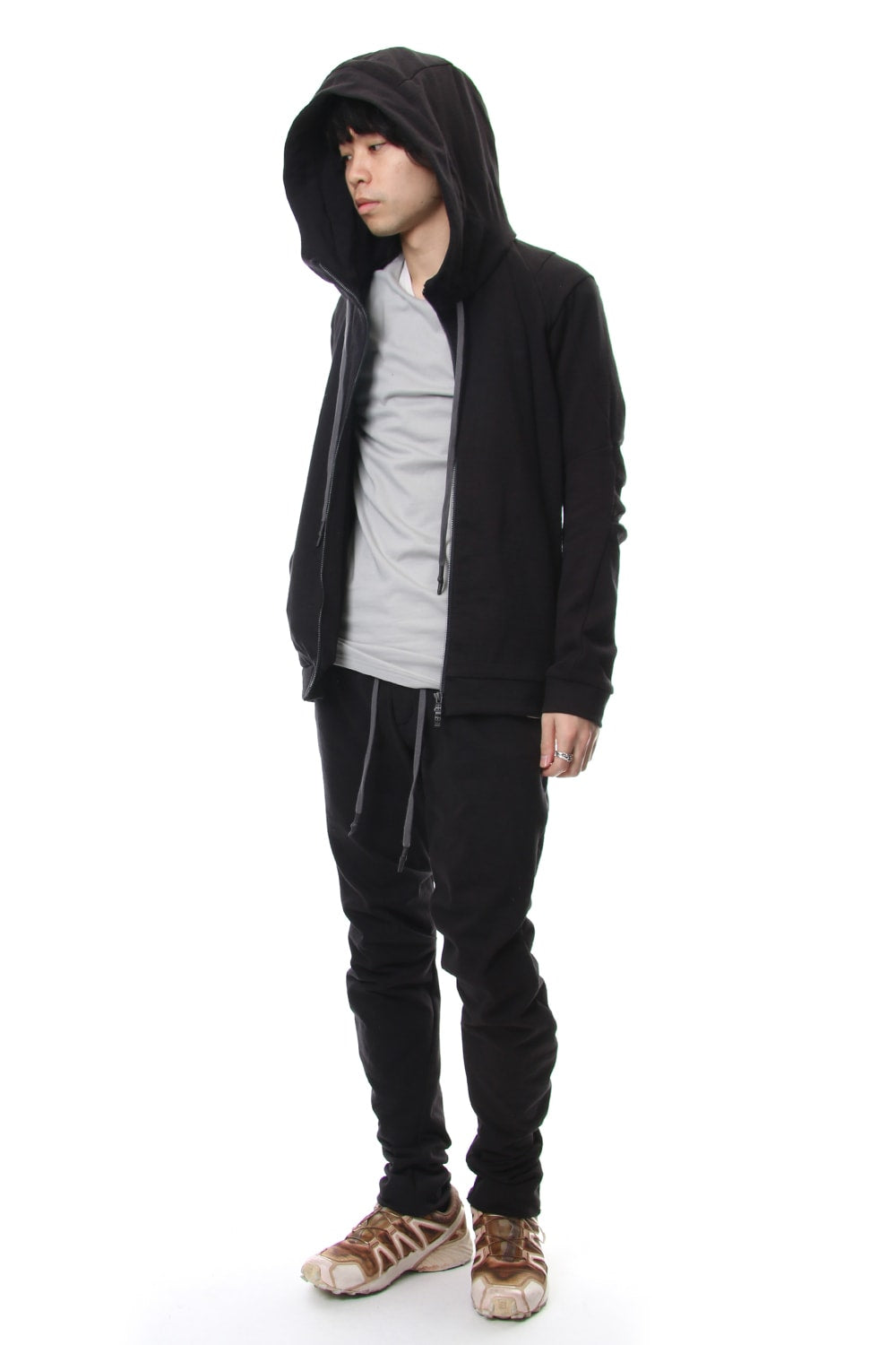 Hooded Jacket Cotton Jersey - Charcoal
