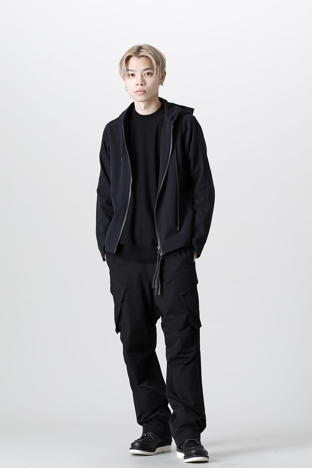 Hooded jacket merino wool jersey bonding