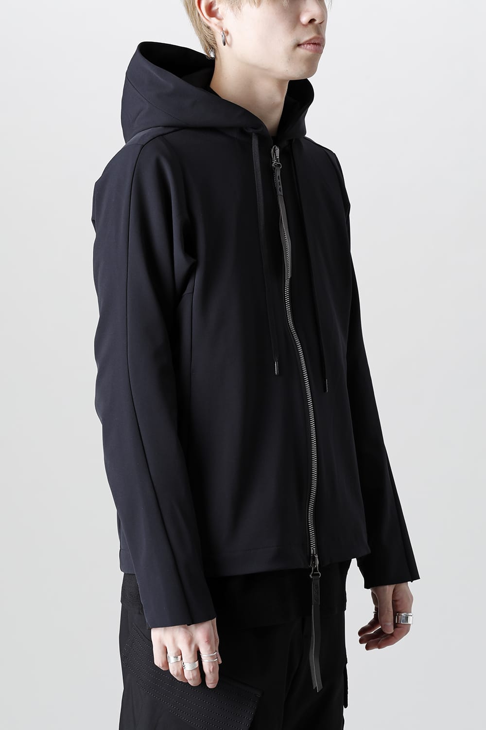 Hooded jacket merino wool jersey bonding