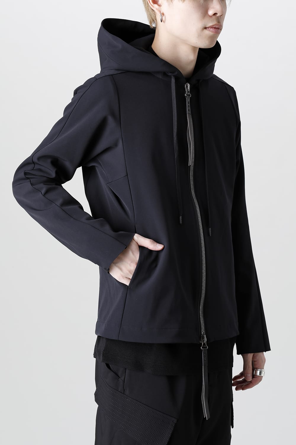 Hooded jacket merino wool jersey bonding