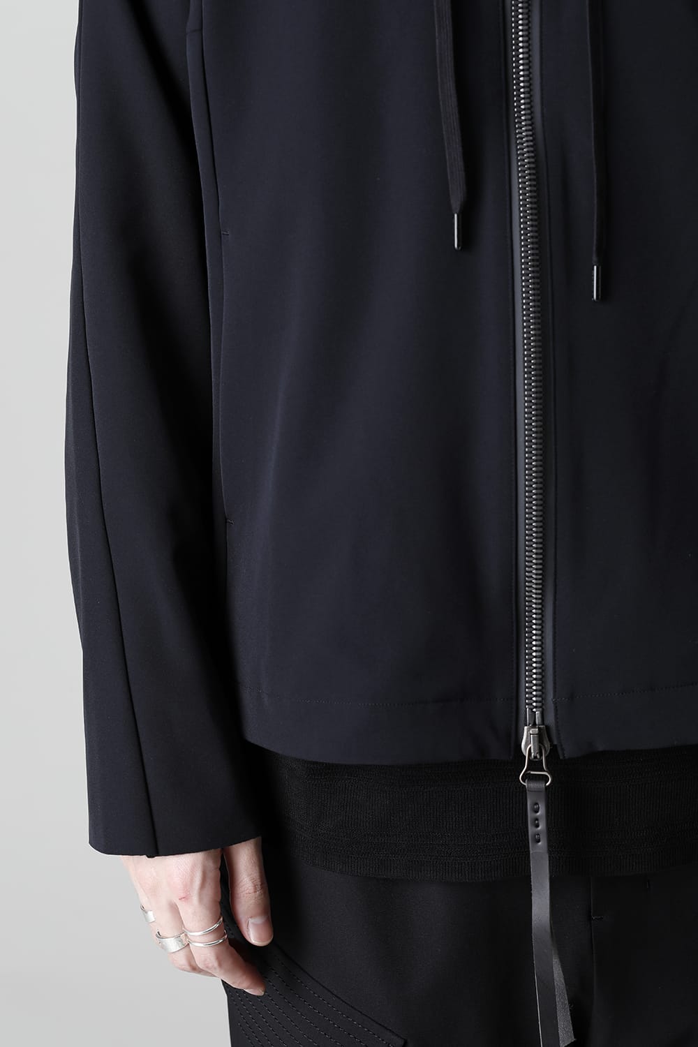 Hooded jacket merino wool jersey bonding