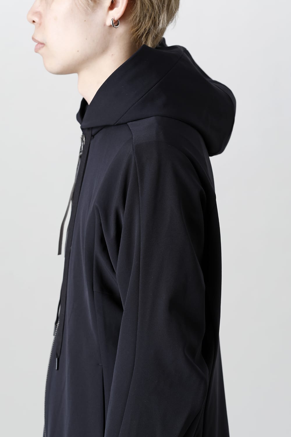 Hooded jacket merino wool jersey bonding