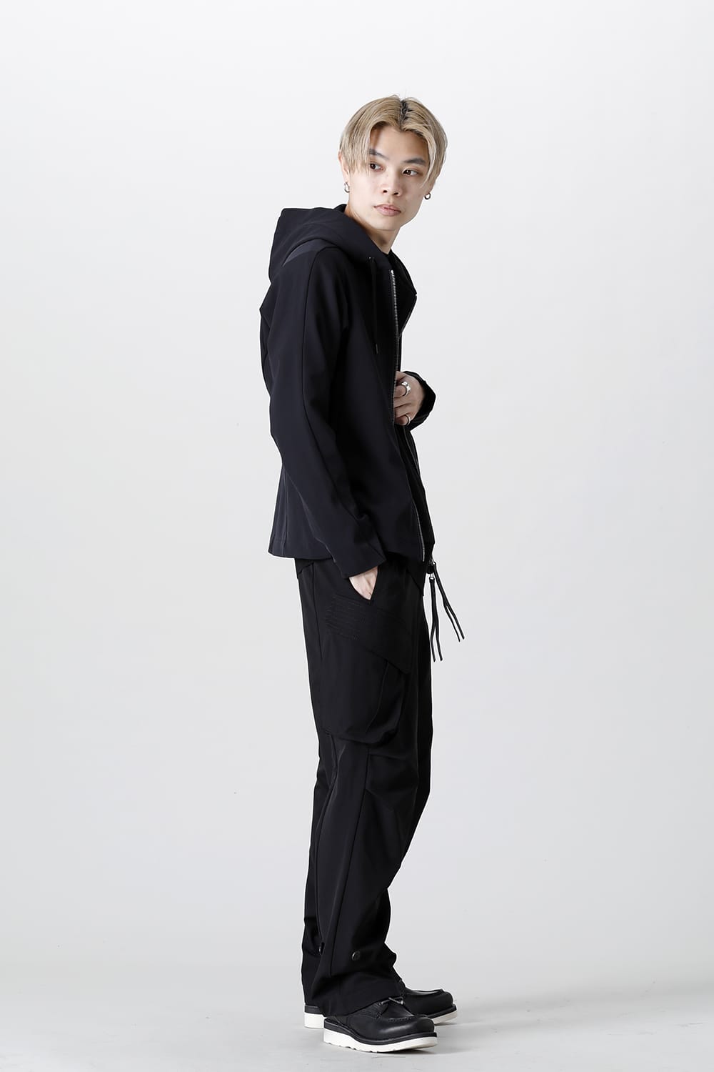 Hooded jacket merino wool jersey bonding