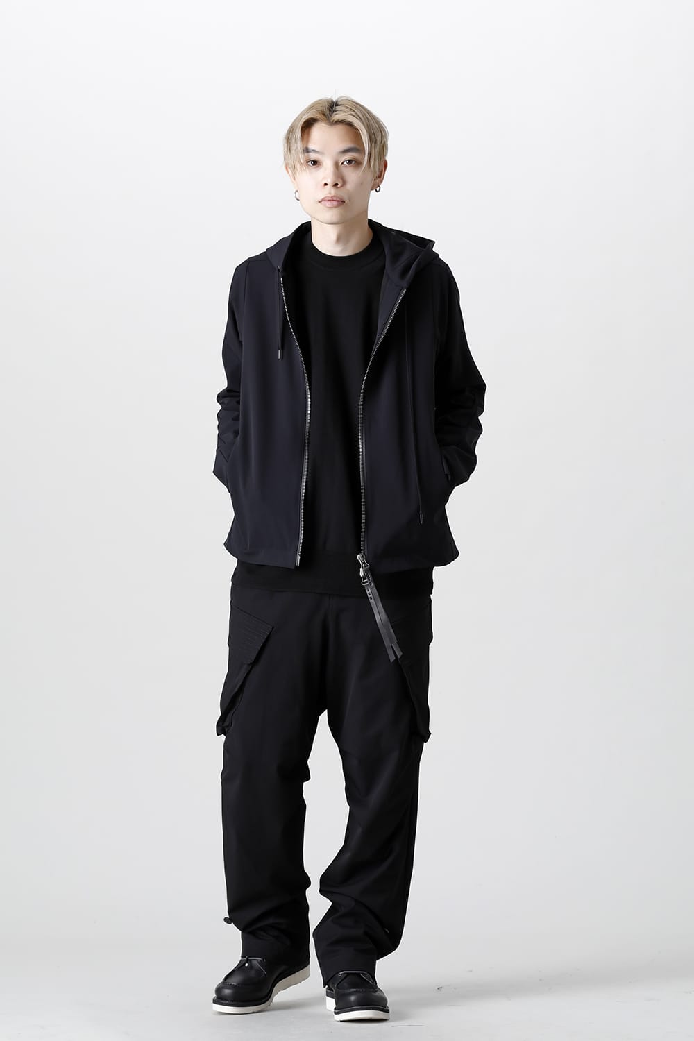 Hooded jacket merino wool jersey bonding