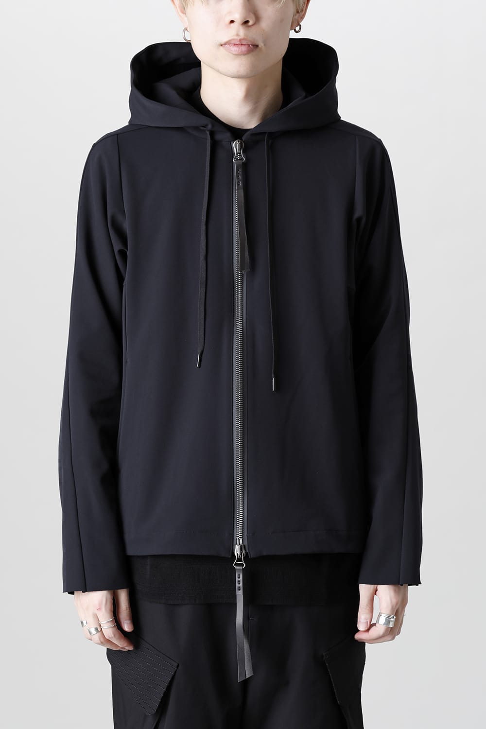 Hooded jacket merino wool jersey bonding