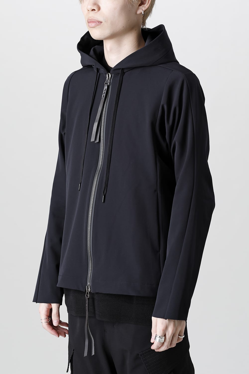 Hooded jacket merino wool jersey bonding