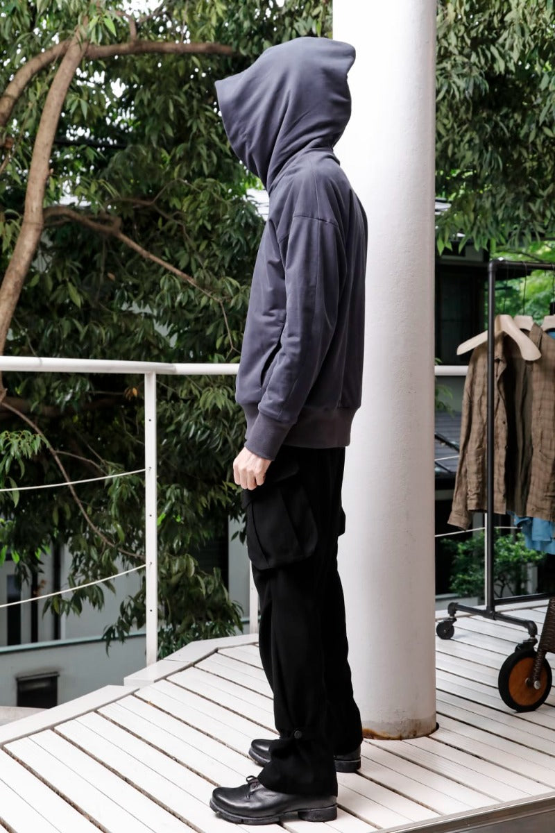 Hooded pullover cotton jersey  Blue Gray