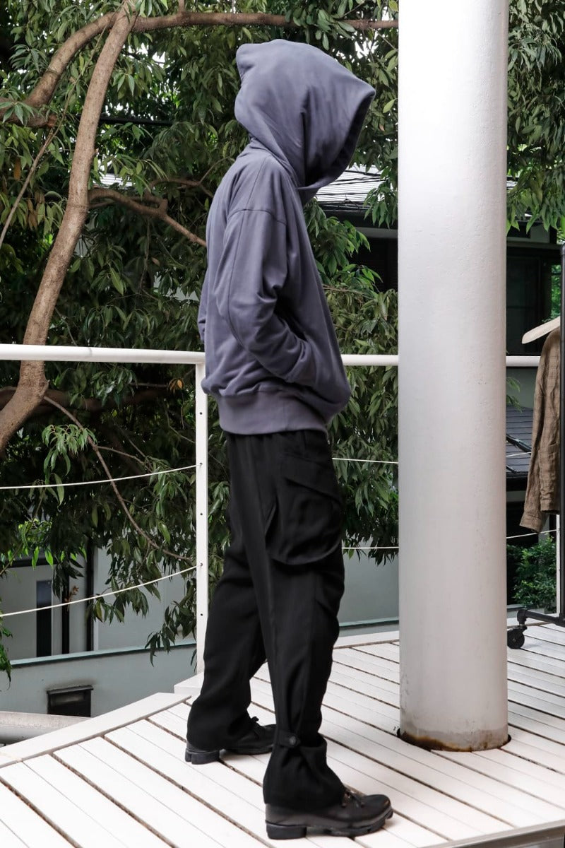 Hooded pullover cotton jersey  Blue Gray