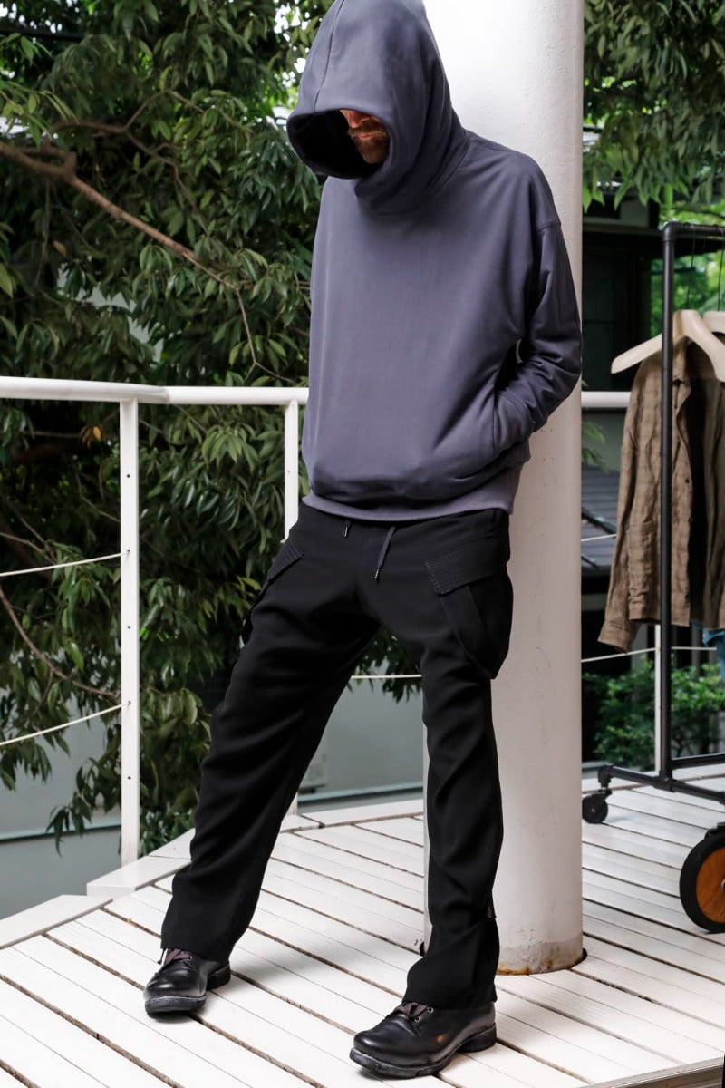 Hooded pullover cotton jersey  Blue Gray