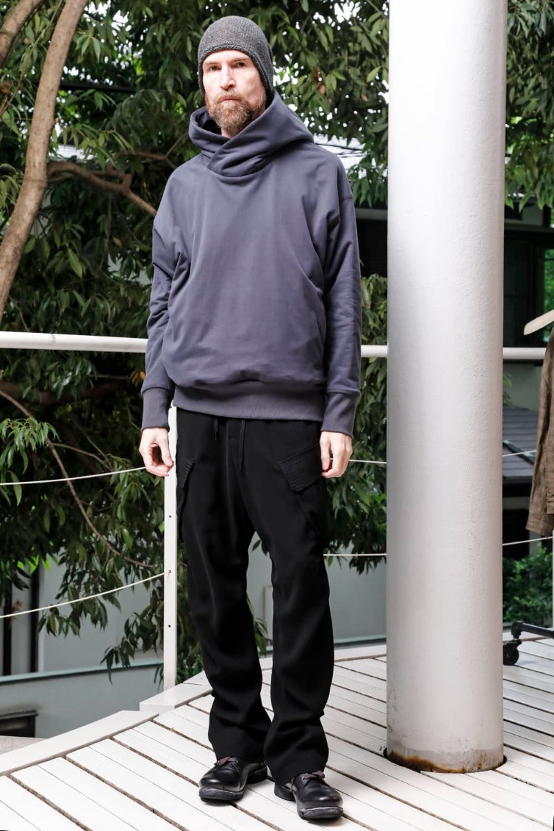 Hooded pullover cotton jersey  Blue Gray