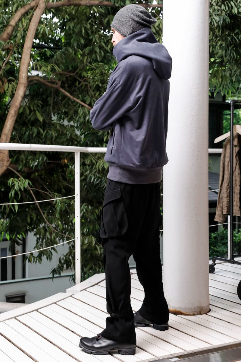 Hooded pullover cotton jersey  Blue Gray