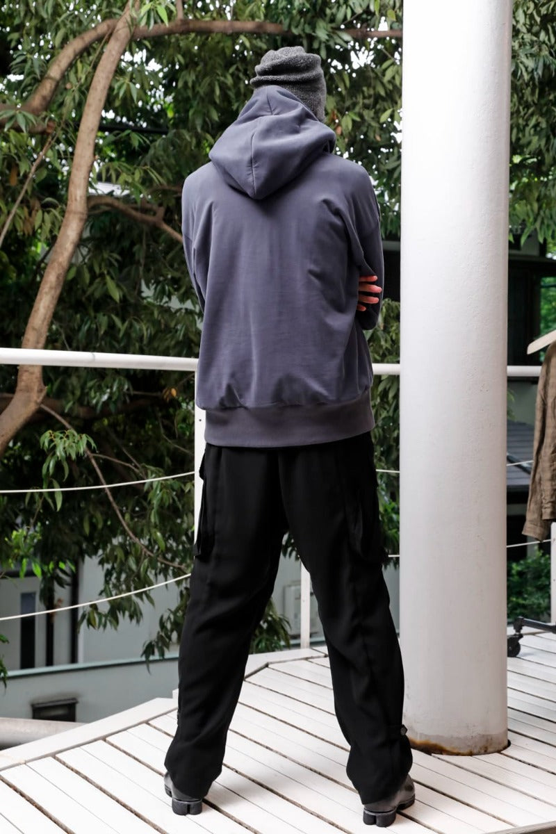 Hooded pullover cotton jersey  Blue Gray