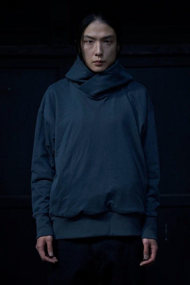 Hooded pullover cotton jersey  Blue Gray