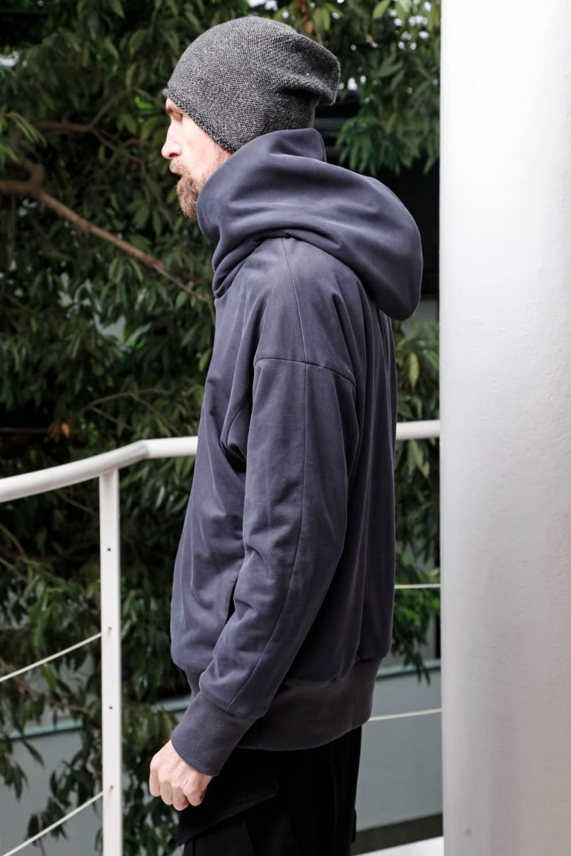 Hooded pullover cotton jersey  Blue Gray