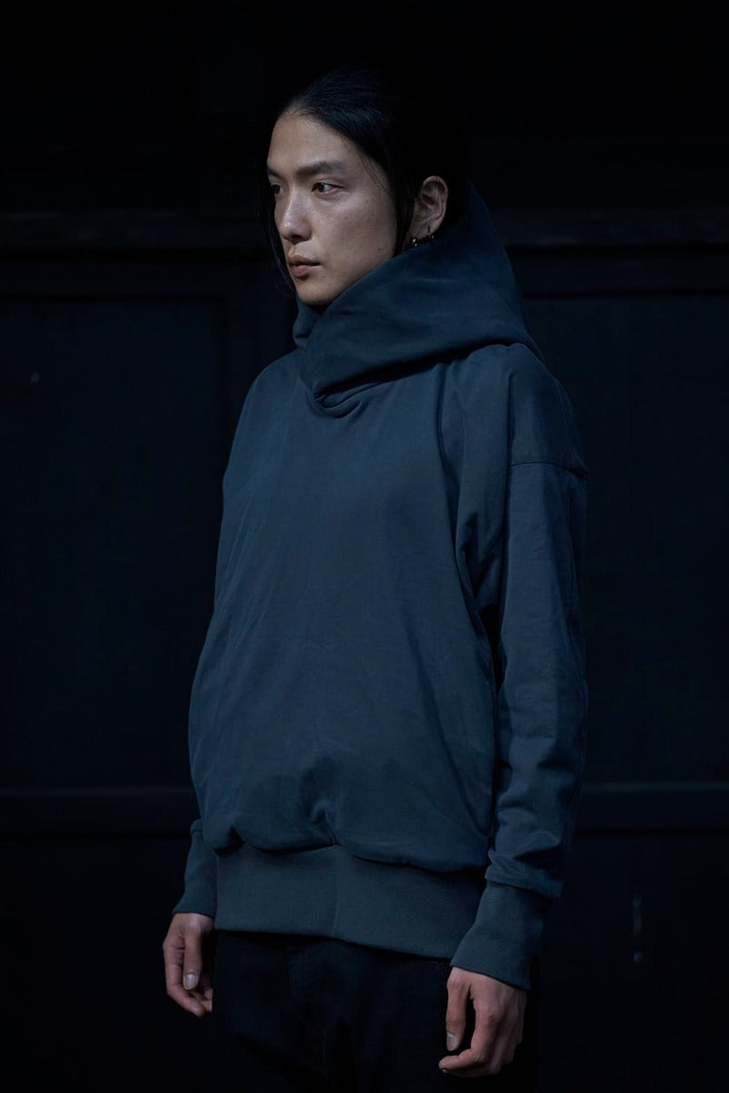 Hooded pullover cotton jersey  Blue Gray