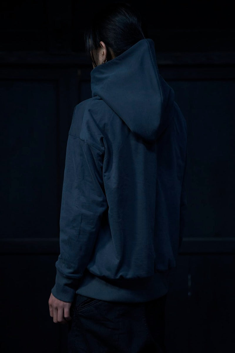 Hooded pullover cotton jersey  Blue Gray