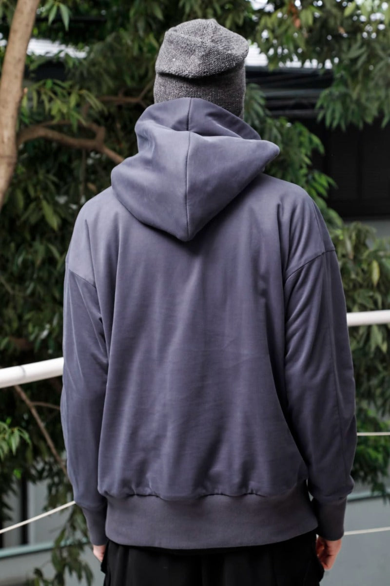 Hooded pullover cotton jersey  Blue Gray