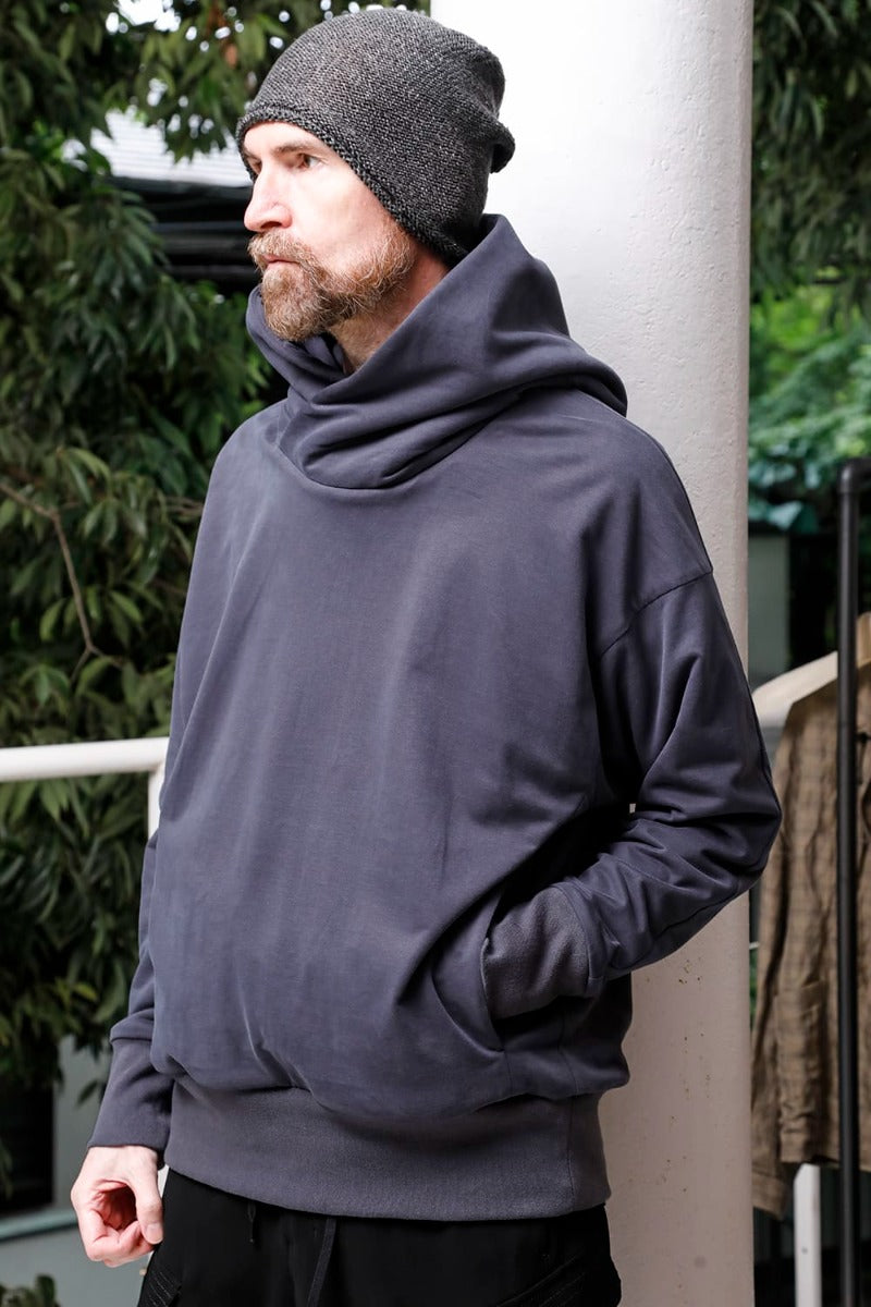 Hooded pullover cotton jersey  Blue Gray