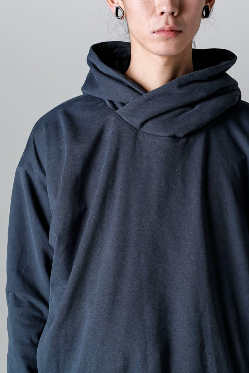 Hooded pullover cotton jersey  Blue Gray