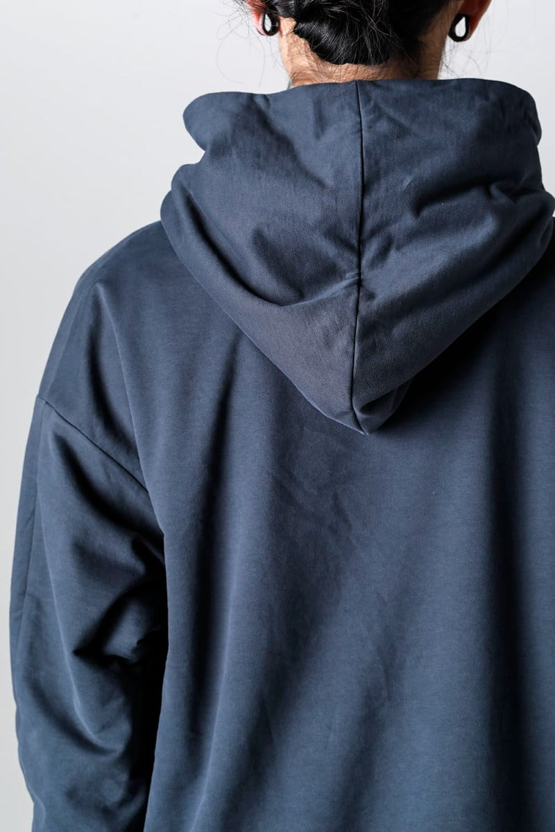 Hooded pullover cotton jersey  Blue Gray