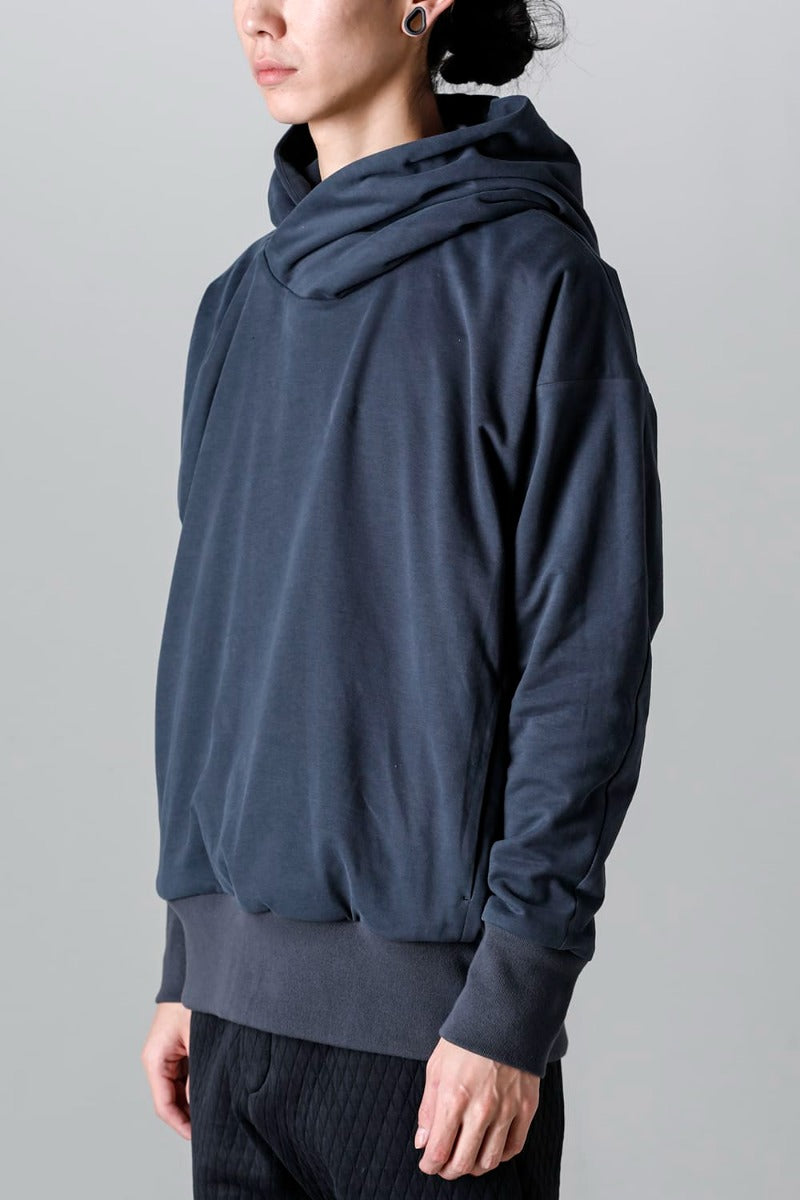 Hooded pullover cotton jersey  Blue Gray